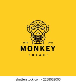 monkey head vintage icon logo design 3