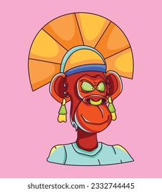 Monkey-Kopfbedeckungsdesign für Fettillustration 