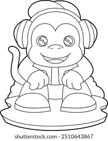 Mono Auriculares Música Animal Vector Ilustración de arte gráfico