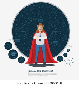 Monkey hero,businessman character design,vector