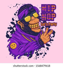 Monkey hip hop party vector illustration for your company or brand