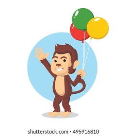 monkey holding balloon vector illustration design