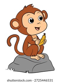 Un mono sosteniendo un plátano