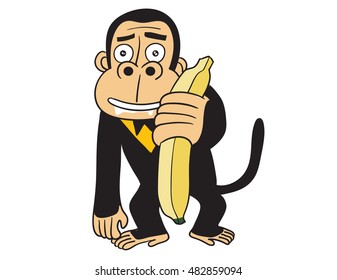monkey holding banana vector