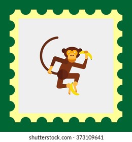 Monkey holding bananas
