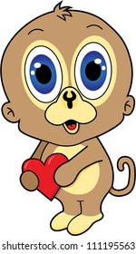 Monkey holding a heart