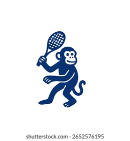 Um macaco segurando uma raquete de tênis