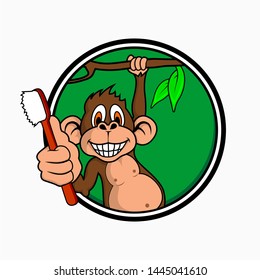 Monkey holding a toothbrush vector for kids
