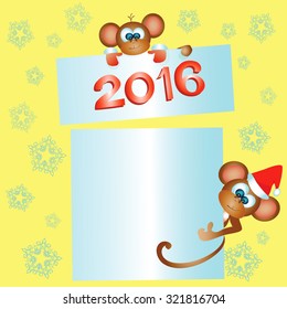 monkey holding a white sheet, the year of the monkey,author's work,vector