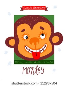 monkey. horoscope vector drawing.