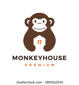 ilustración del icono del vector del logotipo de la casa de los monos