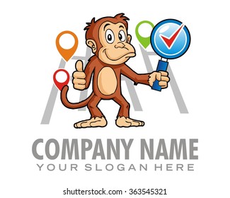monkey house searcher logo icon vector character illustration