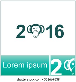 Monkey icon. 2016 symbol.
