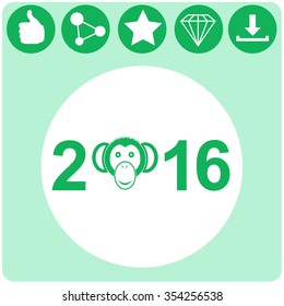 Monkey icon. 2016 symbol.