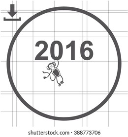 Monkey icon. 2016 symbol.