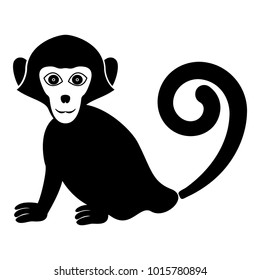 Monkey icon black color fill Flat style Simple illustration