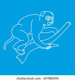 Monkey icon blue outline style isolated vector illustration. Thin line sign