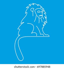 Monkey icon blue outline style isolated vector illustration. Thin line sign