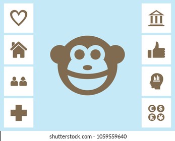 Monkey Icon With Bonus Icons. Eps-10.