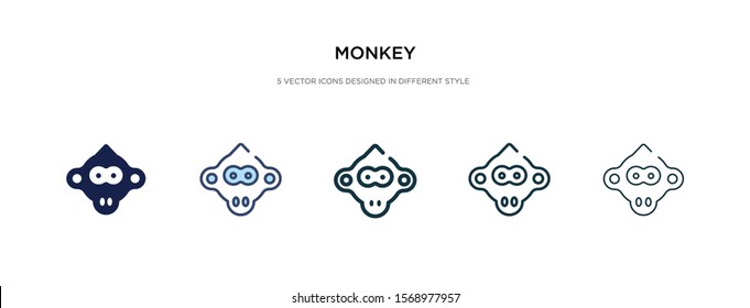 monkey icon in different style vector illustration. two colored and black monkey vector icons designed in filled, outline, line and stroke style can be used for web, mobile, ui