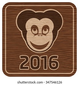 Monkey icon, monkey face. monkey symbol 2016. cheerful monkey. isolated monkey. happy New Year. 2016 year