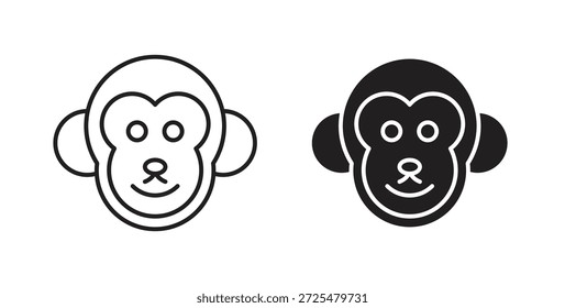 Icono del mono con el glifo y la línea. iconos negros del vector para el Web UI