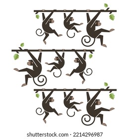 monkey icon hanging on a tree branch. monkey vector isolated illustration