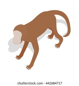 Monkey icon in isometric 3d style on a white background