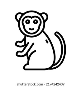 Monkey Icon. Line Art Style Design Isolated On White Background