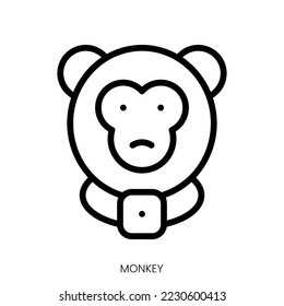 monkey icon. Line Art Style Design Isolated On White Background