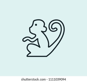 Monkey icon line isolated on clean background. Monkey icon concept drawing icon line in modern style. Vector illustration for your web mobile logo app UI design.