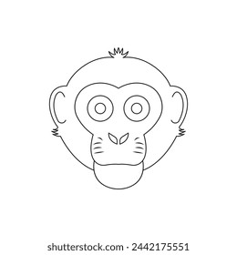 Monkey icon line style isolated on white background. Vector illustration