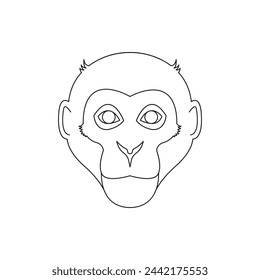 Monkey icon line style isolated on white background. Vector illustration
