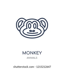 Monkey icon. Monkey linear symbol design from Animals collection. Simple outline element vector illustration on white background.