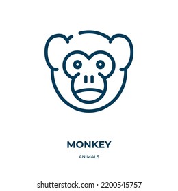 Monkey icon. Linear vector illustration from animals collection. Outline monkey icon vector. Thin line symbol for use on web and mobile apps, logo, print media.