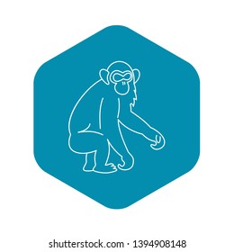 Monkey icon in outline style isolated on white background vector illustration