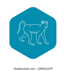 Monkey icon in outline style isolated on white background vector illustration