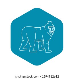 Monkey icon in outline style isolated on white background vector illustration