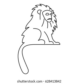 Monkey icon in outline style isolated on white background vector illustration
