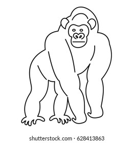 Monkey icon in outline style isolated on white background vector illustration