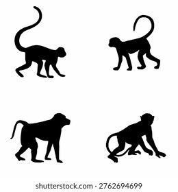 Monkey Icon Set Collection Vector Illustration