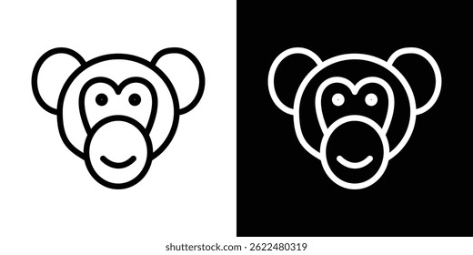 Monkey icon shape graphic simple plain clipart symbol. thin line outline art