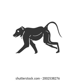 Monkey Icon Silhouette Illustration. Safari Animal Vector Graphic Pictogram Symbol Clip Art. Doodle Sketch Black Sign.