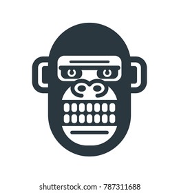 Monkey icon symbol vector. Simple gorilla head logo