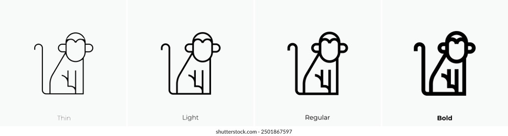 monkey icon. Thin, Light Regular And Bold style design isolated on white background