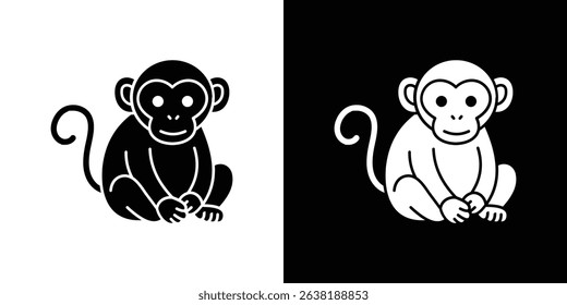 Monkey icon Vector in flat style. Collection silhouettes