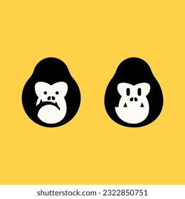 Monkey icon. Vector illustration isolated on yellow background. Flat style.