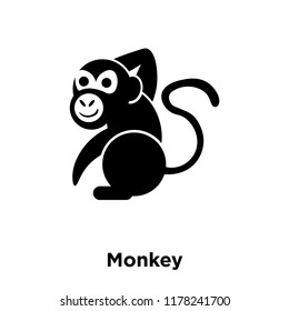 Monkey icon vector isolated on white background, logo concept of Monkey sign on transparent background, filled black symbol