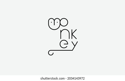 Monkey icon vector line art