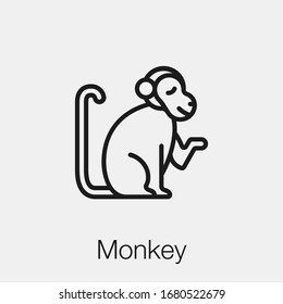 monkey icon vector. Linear style sign for mobile concept and web design. monkey symbol illustration. Pixel vector graphics - Vector.